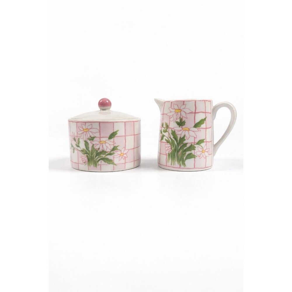 Sugar and Creamer Set Franci Villa Vanilla Daisies Taste Setter Vintage Palm Bea